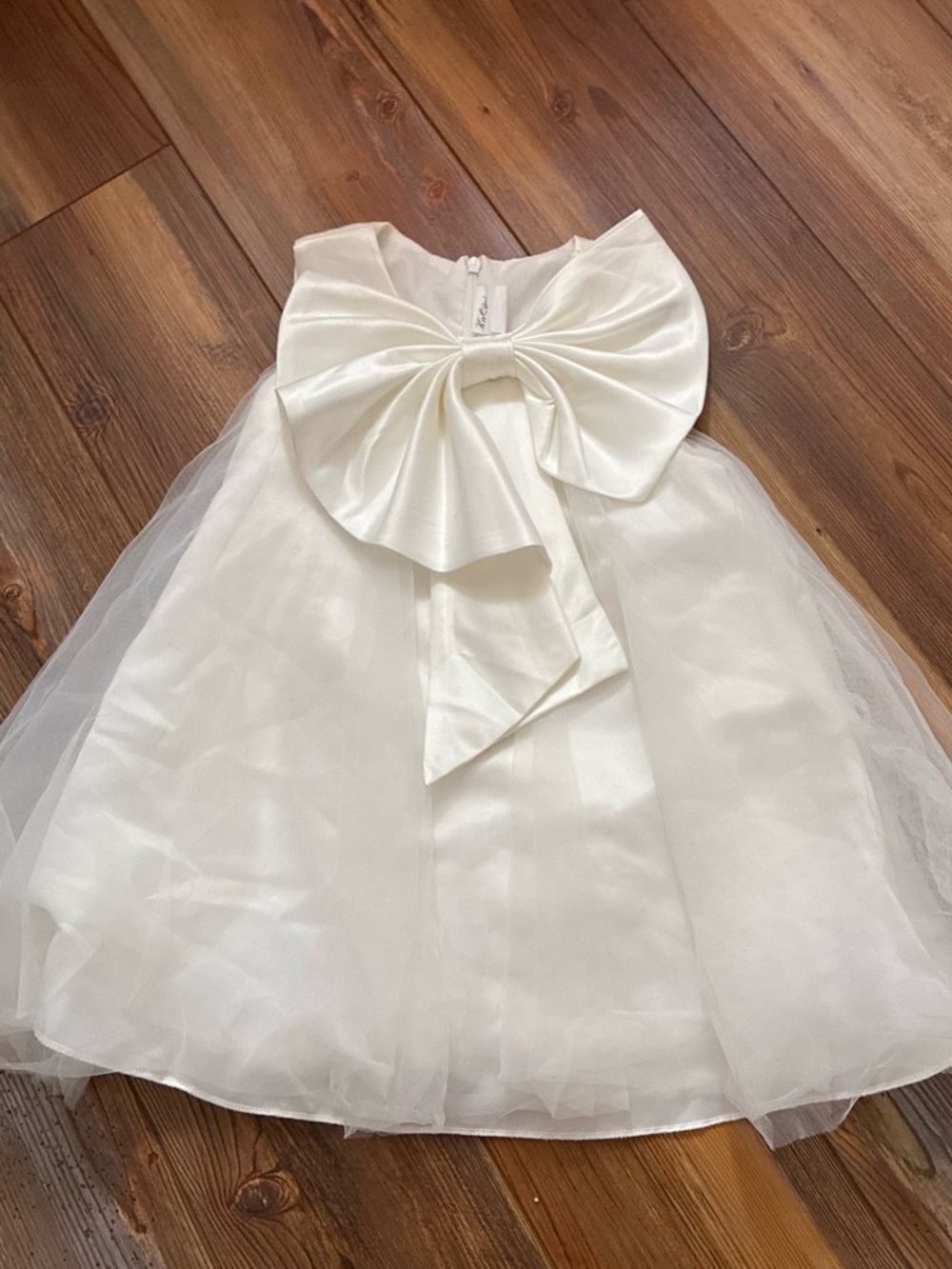 Ivory Satin Bow Tulle Dress for Girls